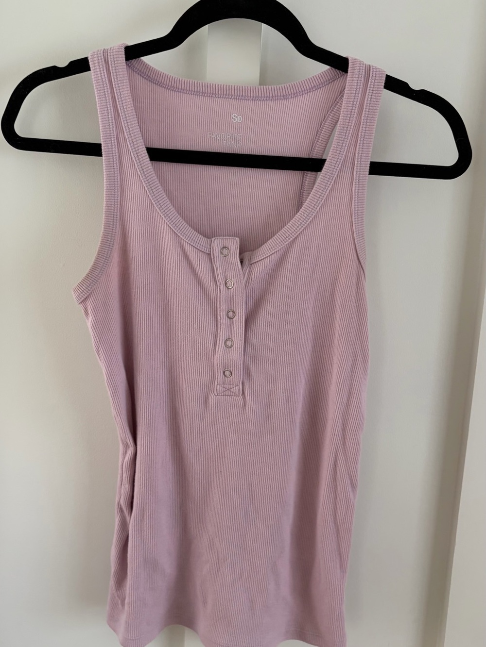 SO Women’s Ribbed Henley Tank Top – Lavender | Size M